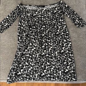 Norma Kamali Women’s Floral Black and White Off-Shoulder Dress